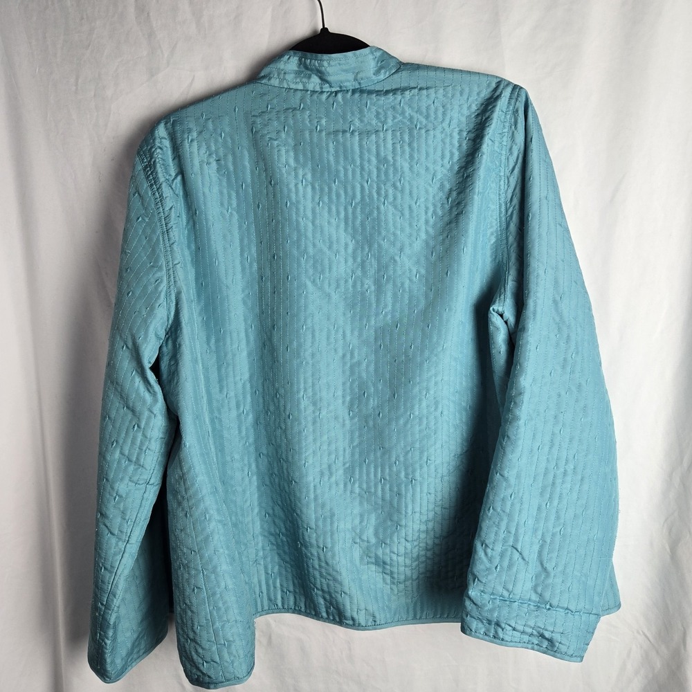 Alfred Dunner Turquoise Blazer Open Front Jacket Beaded Womens 12 Art Whimsy - Picture 3 of 9
